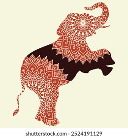 Elegant Mandala Elephant on Beige Background: Intricate Design