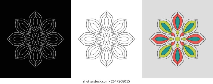 Elegant mandala with floral shapes and bright symmetrical diamond details for stylish decor.