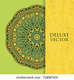 Elegant mandala pattern, round lacy background. Business brochure, flyer design. Arabic, indian, pakistan, asian motif for brochure, decorative elements