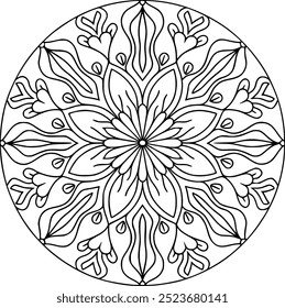 Elegant Mandala Patterns with Intricate Designs for Coloring Book Pages. Relaxing Mandala Coloring Book for Adults to Unwind and Find Peace. Resizable Vector File for Easy Customization