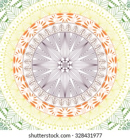 Elegant mandala, round lace pattern, circle background with many details. Arabic, Indian, turkish, pakistan, asian motif for t-shirt design, decorative elements, greeting, invitation card, cover, etc