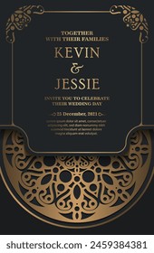 Elegant mandala wedding invitation card template design