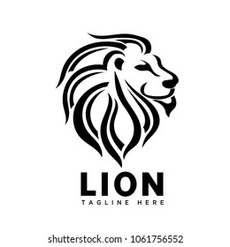 elegant mane brave line art head lion logo