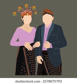 Elegant Manggarai Traditional Engagement Couple Illustration, this digital artwork highlights the cultural richness of Manggarai, Indonesia