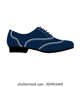 Elegant man's shoe isolated for Argentine tango dancing. Design template for label, banner, postcard, logo. Vector.