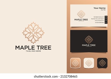 elegant maple tree leaf logo design and business card