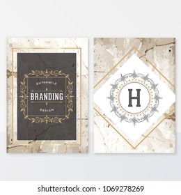 Elegant marble design template with gold elements