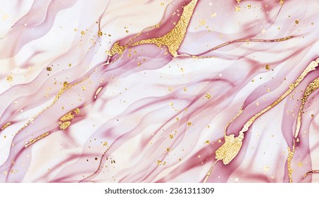 Elegant marble stone background texture design with gold glitter veins.