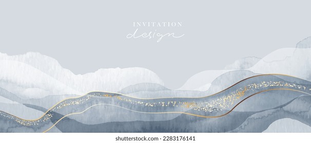 Elegant marble, stone texture set. Watercolor, ink vector background collection with white,  grey, blue for cover, invitation template, wedding card, menu design. 