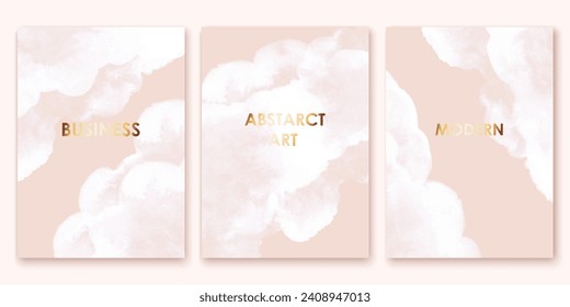 Mármol elegante, textura de piedra. Acuarela, colección de fondo de vector de tinta con nubes blancas, grises y beige. Suave diseño pastel y pálido.
