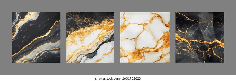 Elegant marble, stone texture set. Watercolor, ink vector background collection with white, grey, beige for cover, invitation template, wedding card, menu design