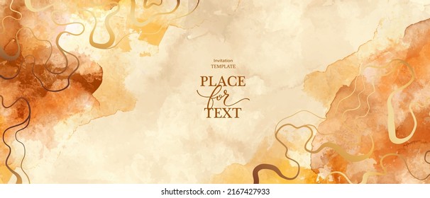 Elegant marble, stone  texture. Watercolor, ink vector background collection with white,  brown, orange, yellow  beige for cover, invitation template, wedding card, menu design. Golden waves, lines.