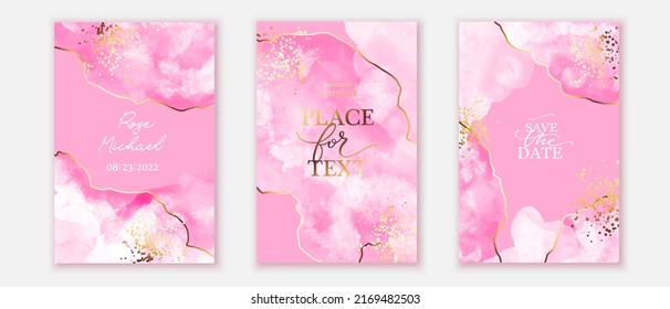 Elegant marble, stone  texture. Watercolor, ink vector background collection with white,  pink for cover, invitation template, wedding card, menu design. 