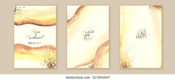 Elegant marble, stone  texture. Watercolor, ink vector background collection with white,  grey,  beige, yellow, brown for cover, invitation template, wedding card, menu design. 