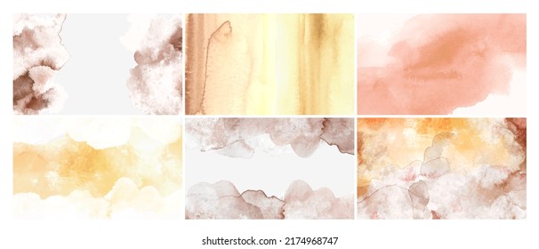 Elegant marble, stone  texture. Watercolor, ink vector background collection with white,  brown, orange, yellow  beige for cover, invitation template, wedding card, menu design. 