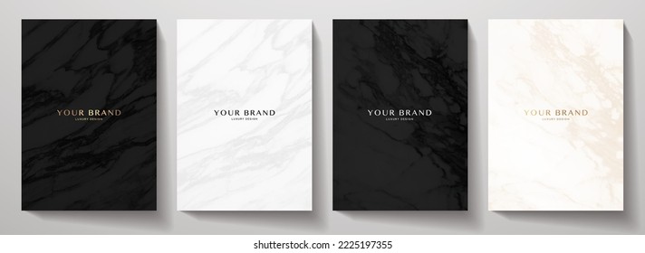 Elegant marble texture set. Vector background collection with black, white line pattern for cover, invitation template, wedding card, contemporary menu design, note book