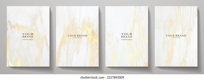 Elegant marble texture set. Vector background collection with gold, white line pattern for cover, invitation template, wedding card, contemporary menu design, note book
