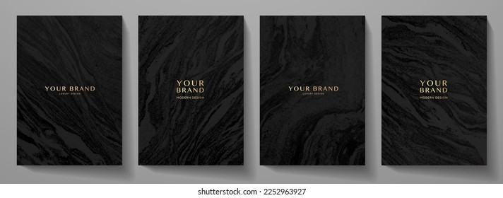 Elegant marble texture set. Vector background collection with black line pattern for cover, invitation template, wedding card, contemporary dark menu design, note book - Shutterstock ID 2252963927