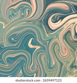 Elegante diseño fluido jaspeado en tonos menta, melocotón y crema con flujo orgánico. Perfecto para arte abstracto, embalaje o fondos de lujo.
