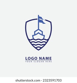elegant marine ship outline style logo icon. Abstract vector graphics simple elegant flat illustration style.