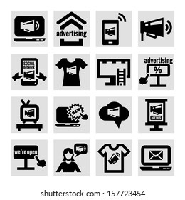 Elegant Marketing and Advertisement  Icons Set.