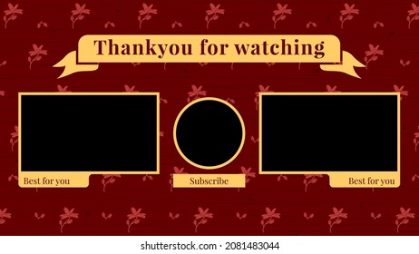elegant maroon background with red flower decoration end screen video outro for vlogger or content creator