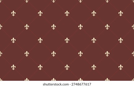 Elegant maroon background with a repeating fleurdelis pattern.  Perfect for luxury branding, website design, or vintageinspired projects.