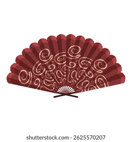 Elegant maroon fan with a spiral pattern, adding a touch of traditional japanese aesthetics