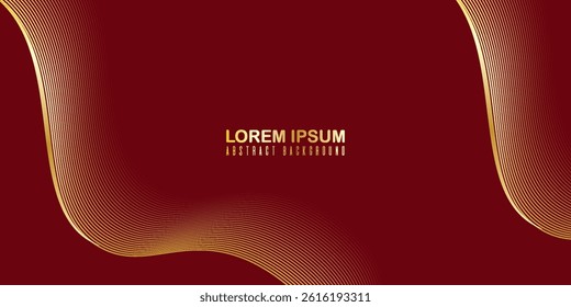 Elegant maroon and gold abstract background with flowing curved lines. Ideal for luxury invitations, award ceremonies, premium branding, and upscale event designs.
