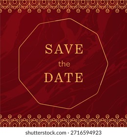 Elegante fondo de textura de piedra marrón con líneas art déco doradas y tipografía serif para invitación de matrimonio o papelería formal de anuncio de evento.