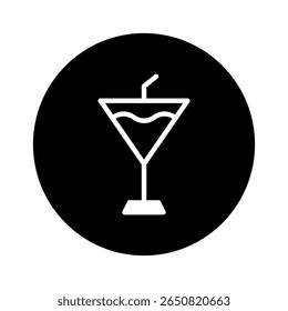 Elegant martini glass icon presentation on black background offering a stylish beverage illustration for design