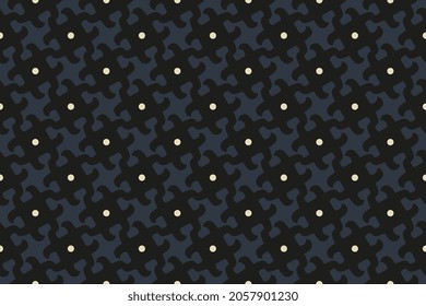 Elegant masculine common geometric motif abstract shape continuous pattern black background. Small element modern lux fabric design textile swatch ladies dress, man shirt all over print block.