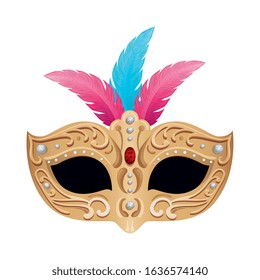 elegant mask with feathers isolated icon vector illustration design