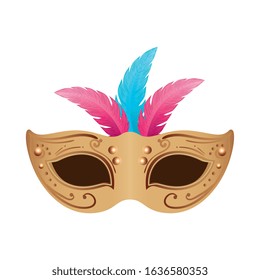 elegant mask with feathers isolated icon vector illustration design