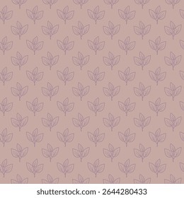 Elegant mauve background with a repeating pattern of delicate, purpletoned leaf sprigs.  Perfect for adding a touch of sophisticated nature to websites, stationery, or textile designs.