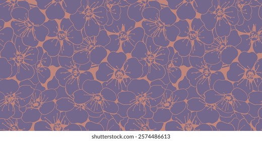 Elegant mauve floral pattern featuring overlapping stylized blossoms in a muted rose tone.  Perfect for textile design, wallpaper, branding, or website backgrounds.
