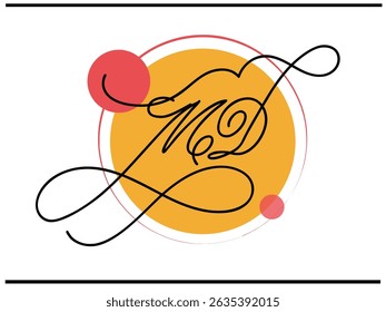 Elegante MD Calligraphy Monogram Logo - Interlocked M D Cartas Emblema Design