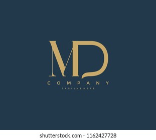 Elegant MD Letter Linked Monogram Logo Design