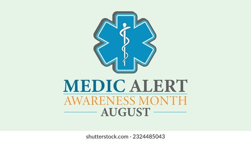 Elegant Medic Alert Awareness Month. Observed in August. Vector poster, banner.