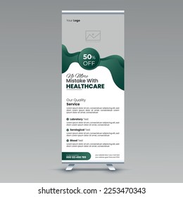 Elegant medical health care rollup banner,Healthcare and medical and flat icons roll up design, standee and banner template decoration for printing,
presentation and brochure rollup banner.