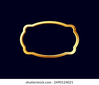 Elegant medieval golden frame, vector illustration on black background. Ideal for badges, luxury labels and emblems. Realistic gold vintage frame mockup.