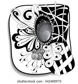 Elegant mehendi hematite stone in the form of a zentangle.