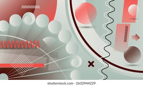 Elegant memphis style background in coral gray tones. An excellent illustration for advertising, posters, postcards, business cards, corporate attributes and your other projects. Vector.