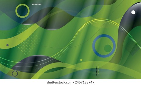 Elegant Memphis style background in gray-green tones for designing pages on social networks, posters, presentations, outdoor advertising and your other projects. Vector.