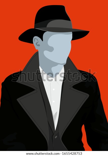 帽子をかぶった優雅な男性 帽子 男 男 スタイル クラシック イラスト レトロ シルエット フォーム ジャケットの黒いネクタイ のベクター画像素材 ロイヤリティフリー