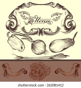 Elegant menu design decorated by vegetables