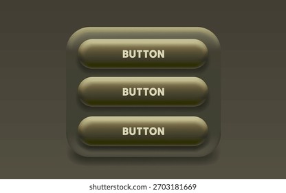 Design de menu elegante com três botões em branco. Elemento de interface do usuário flexível para interface da Web e de aplicativo. Ilustração vetorial