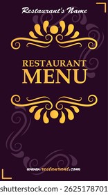 Elegant menu front cover. Vector illustration
