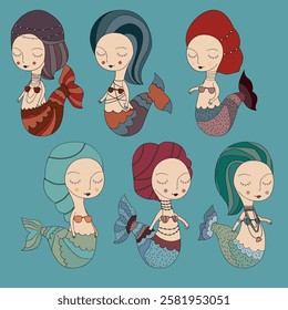 Elegant mermaid vector clip art