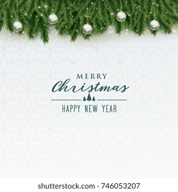 elegant merry christmas background with silver balls